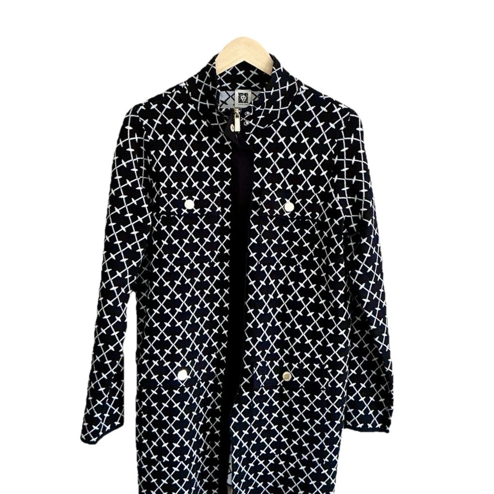 Ann Klein Vintage Cross Hatch Zip Middie Coatigan Size Medium
